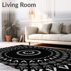 Monochromatic Radial Mandala Medallion Rug
