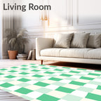 Mint Green Checkerboard Squares Rug