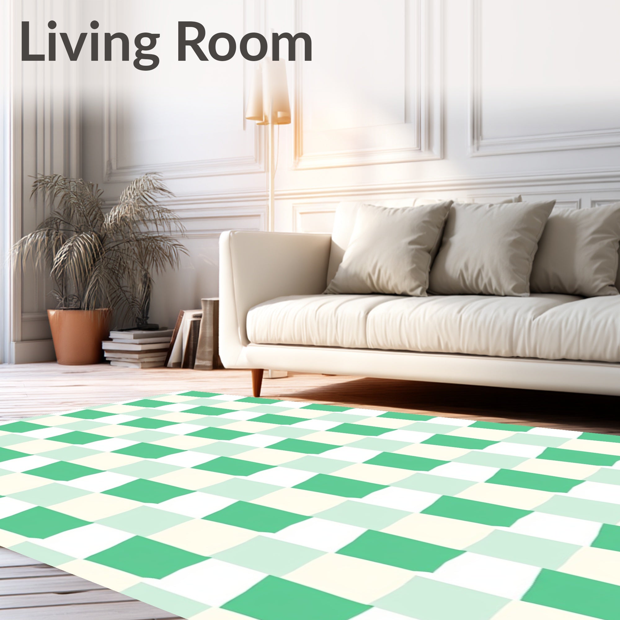 Mint Green Checkerboard Squares Rug