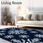 Winter Blue Snowflake Medallion Rug