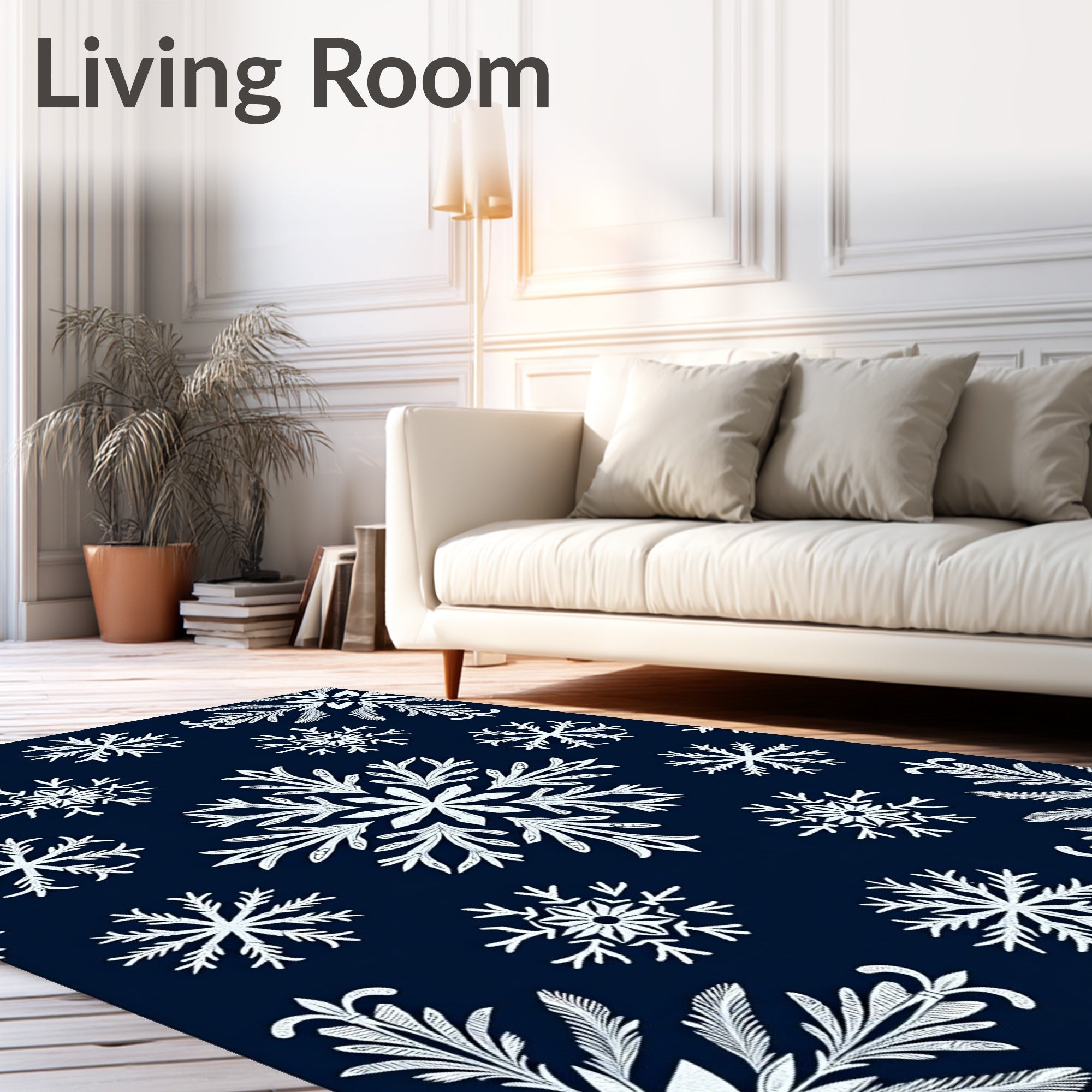 Winter Blue Snowflake Medallion Rug