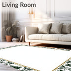 Forest Green Evergreen Silhouette Border Rug