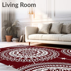 Crimson White Intricate Mandala Rug