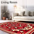 Crimson Starburst Medallion Floral Rug