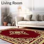 Crimson Gold Baroque Floral Medallion Rug