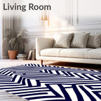Navy White Angular Maze Rug