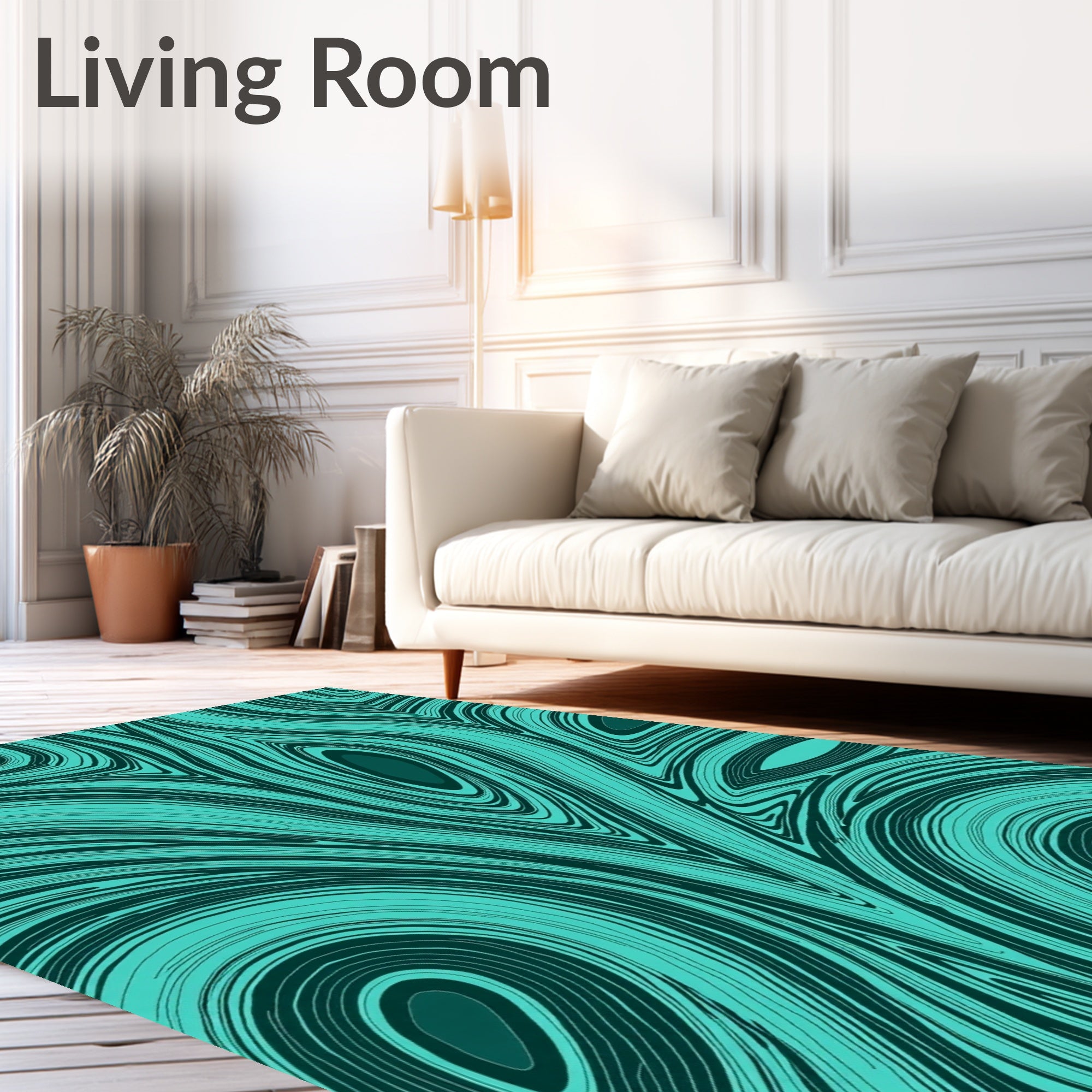 Teal Swirl Flow Abstract Rug