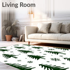 Dark Green Christmas Tree Snowflakes Rug