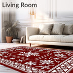 Crimson Snowflake Border Rug
