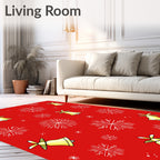 Golden Bells White Snowflakes Red Rug
