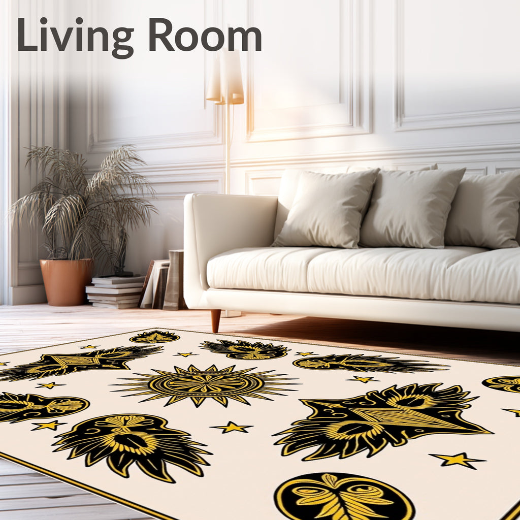 Golden Winged Sun Celestial Rug