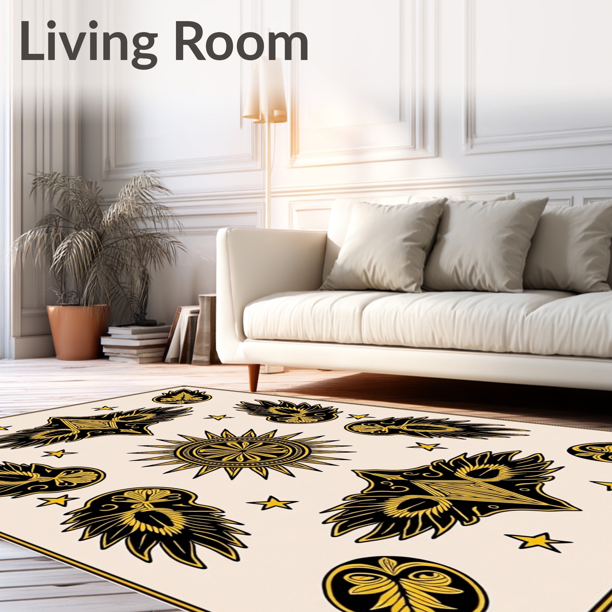 Golden Winged Sun Celestial Rug