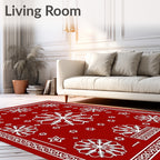 White Snowflake Red Bandana Rug