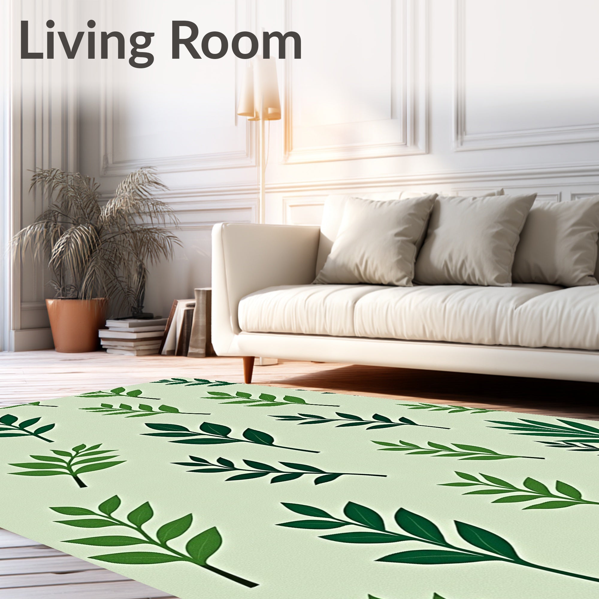 Green Foliage Branch Wall Mural Rug