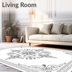 Monochromatic Floral Medallion Border Rug