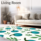 Teal Pumpkin Garden Repeating Pattern Rug