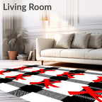 Red Bow Buffalo Check Rug