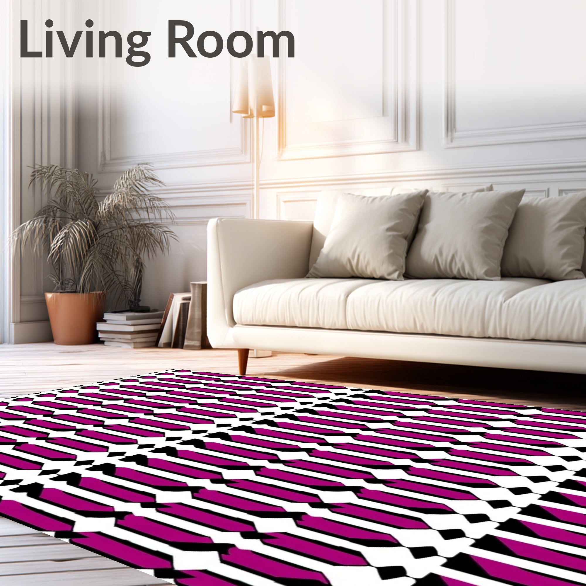 Vibrant Magenta Repeating Vertical Chain Rug