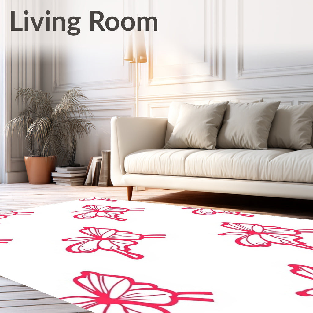 Crimson Swirling Butterfly Garden Rug