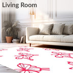 Crimson Swirling Butterfly Garden Rug