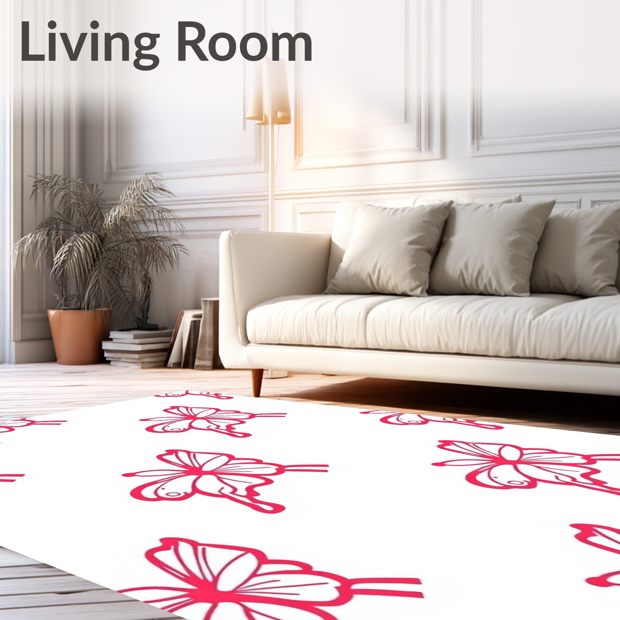 Crimson Swirling Butterfly Garden Rug