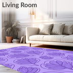 Lavender Violet Feathered Leaf Cluster Rug