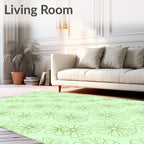 Pale Green Outline Daisy Field Rug