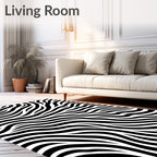 Bold Black White Striped Overlay Rug