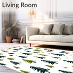 Evergreen Trees Gold Star Garland Rug