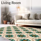 Emerald Petal Symmetry Beige Rug