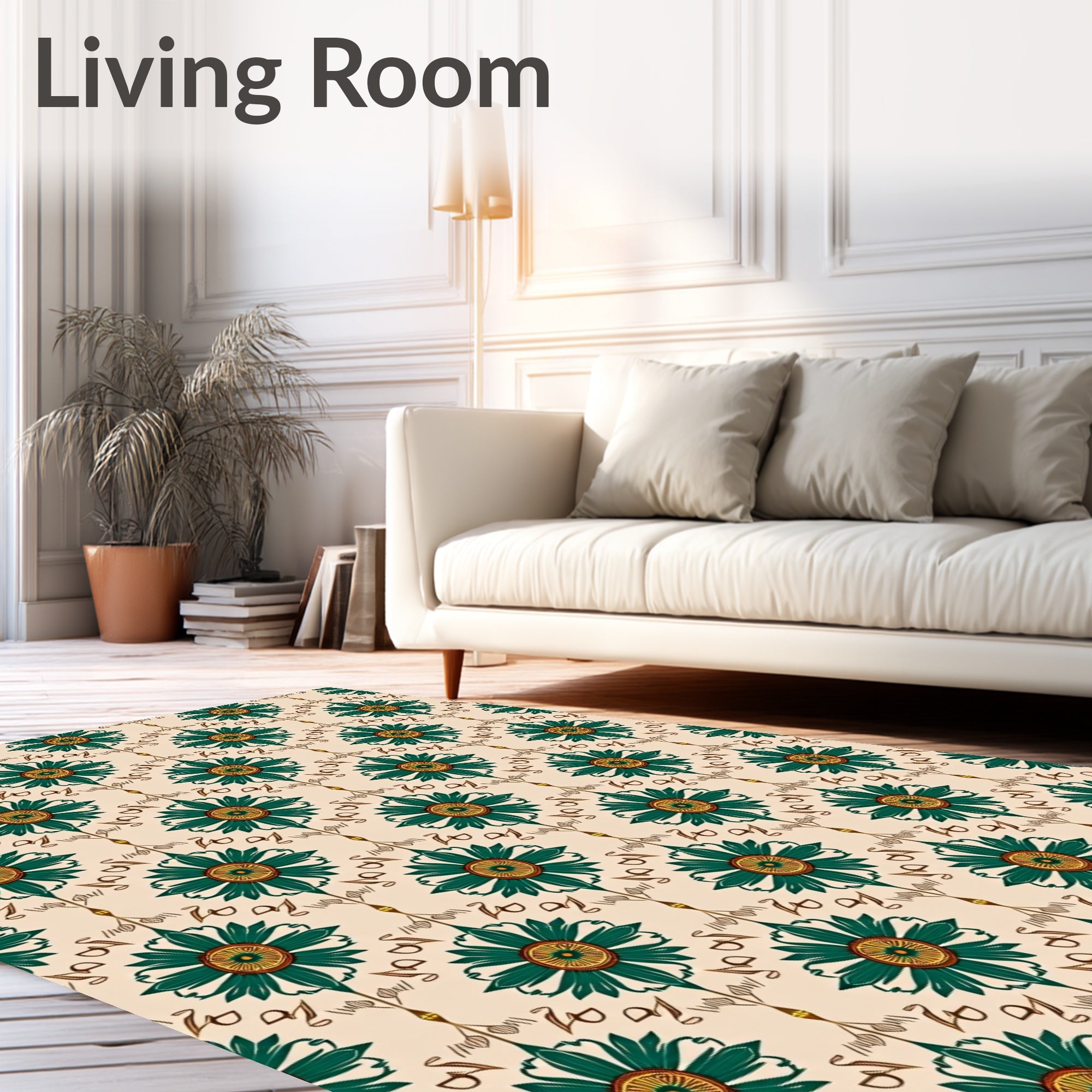 Emerald Petal Symmetry Beige Rug