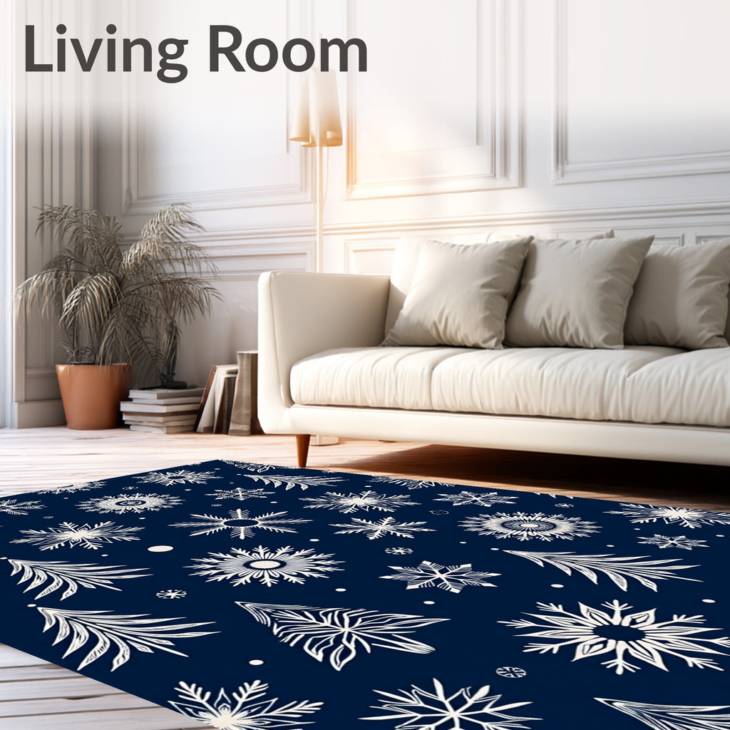 Snowflake Pine Forest Navy Rug
