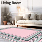 Pale Pink Mint Green Geometric Frame Rug