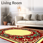 Crimson Green Floral Arch Frame Rug