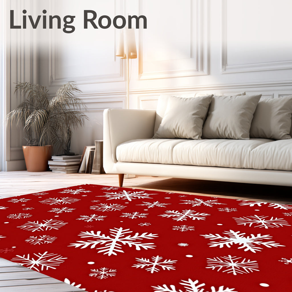 Crimson Snow Flurry Field Rug