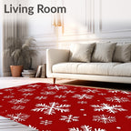 Crimson Snow Flurry Field Rug
