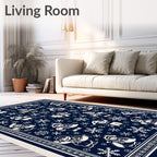 Navy Snowflakes And Merry Characters Rug