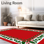 Vibrant Red Holly Berry Border Rug