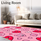 Playful Pink Heart Characters Collection Rug