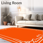 Vibrant Orange White Scroll Border Rug
