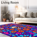 Psychedelic Skull Mushroom Floral Whimsy Rug