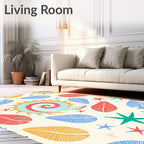 Coastal Summer Seashell Leaf Medley Rug