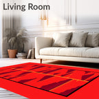 Fiery Red Cloudscape Bordered Rug
