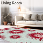 Crimson Starburst Scroll Art Rug