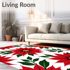 Red Poinsettia Floral Botanical Rug
