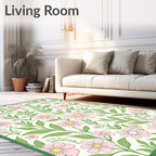Delicate Pink Floral Vines Garden Rug