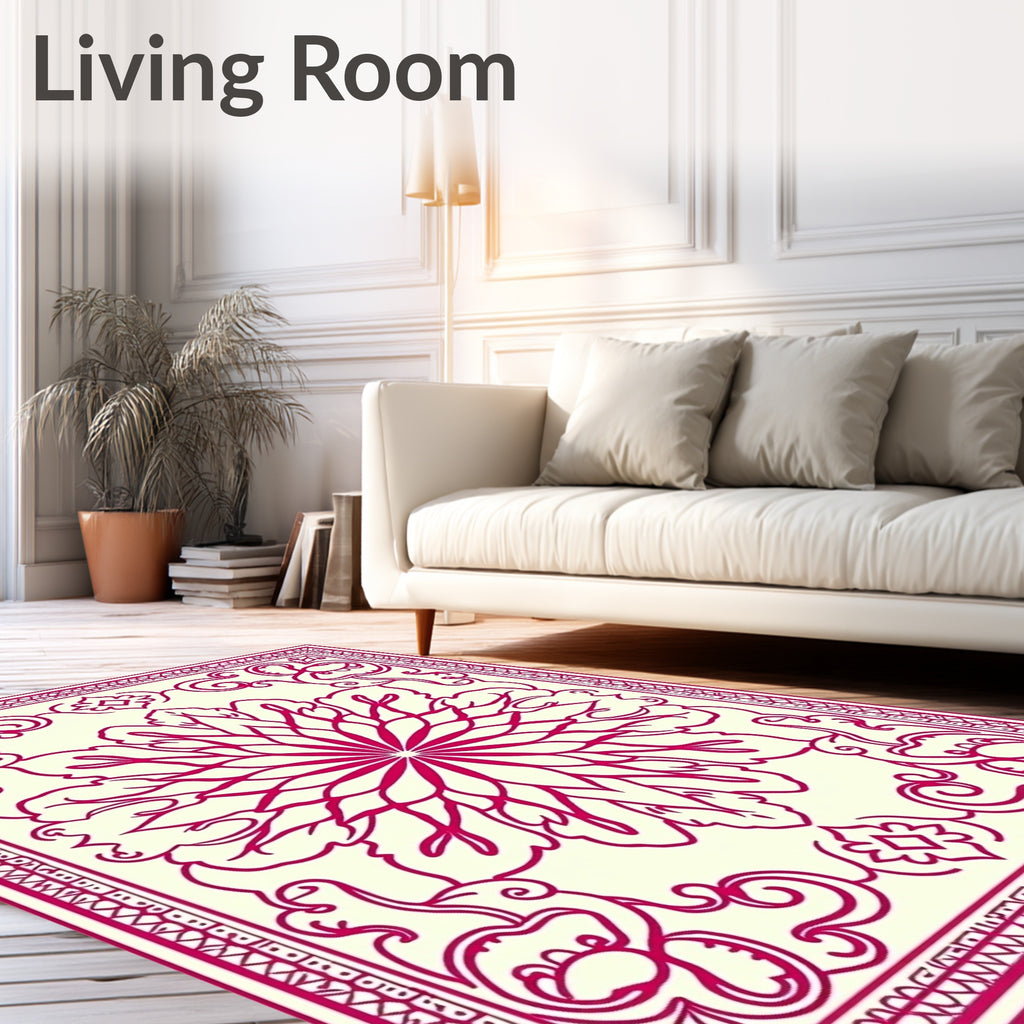 Crimson Medallion Garden Border Rug