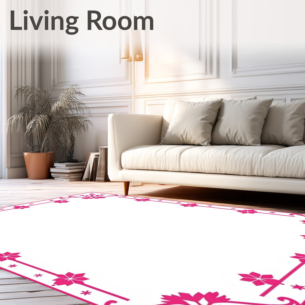 Hot Pink Snowflake Festive Border Rug