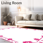 Hot Pink Snowflake Festive Border Rug