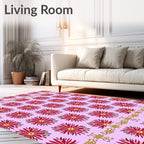 Crimson Dahlia Floral Overlay Rug